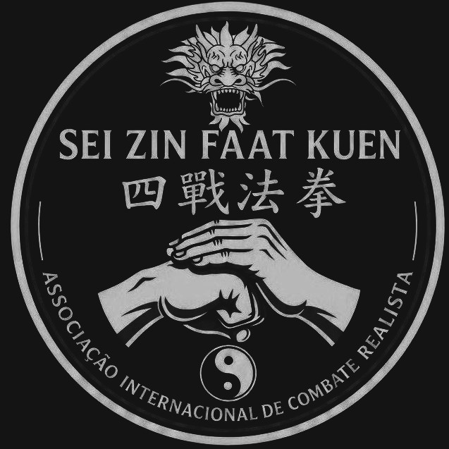Selo institucional a preto e branco — Kung Fu Sei Zin Faat Kuen, Associação Internacional de Combate Realista